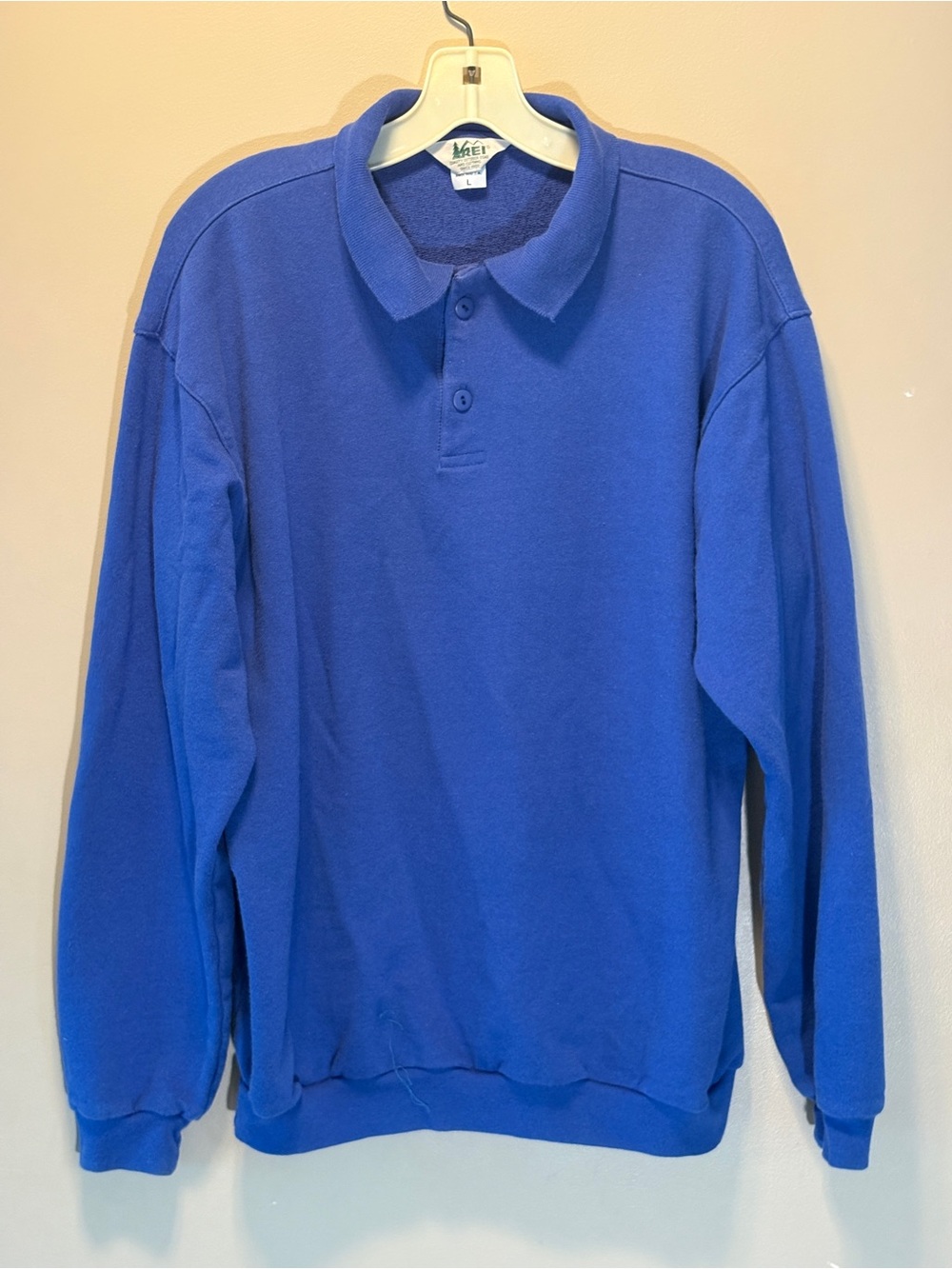 Vintage REI Made USA Blue Fleece Pullover Sweatshirt Mens Large